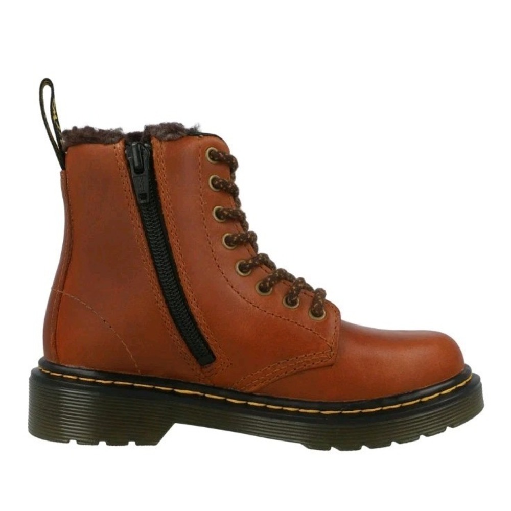 Dr. Martens 1460 Serena Unisex Kids Boots Sz 4 Brown Leather Faux Fur Lined - Picture 4 of 10